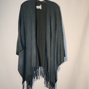 Elegant Gray Fringe Poncho
